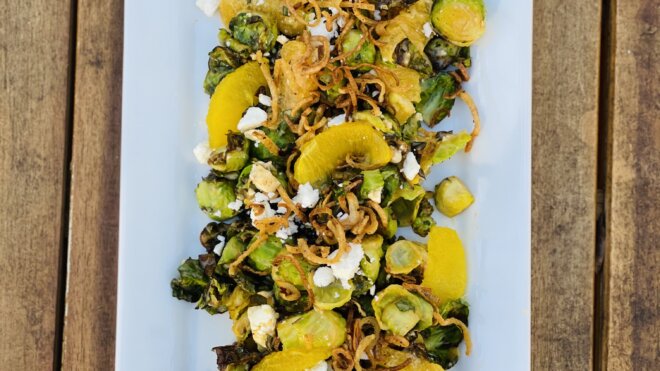 Brussels Sprouts with Peanut Chipotle Vinaigrette