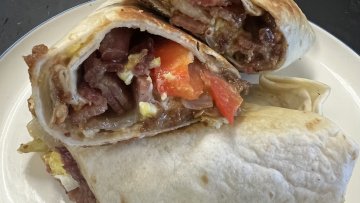 Peanut Butter Bacon Breakfast Burrito